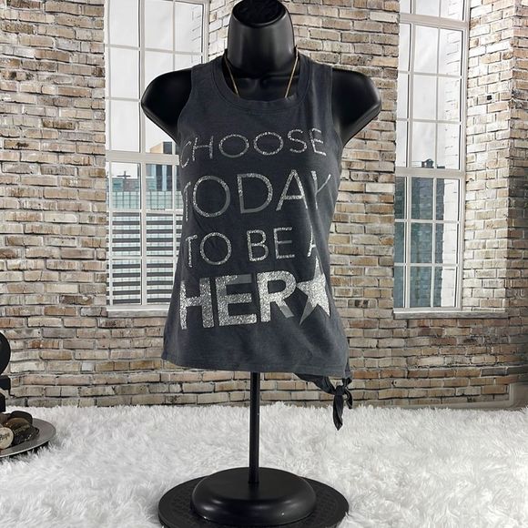 Defects Girl’s Gray And Glitter Side Tie Sleeveless Tank Top (10)AS24. - Picture 1 of 12